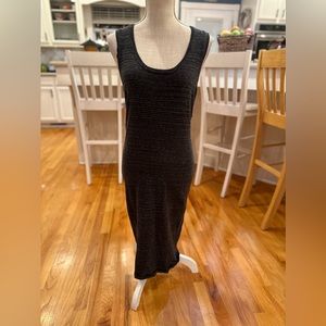 Express gray sleeveless open back midi dress